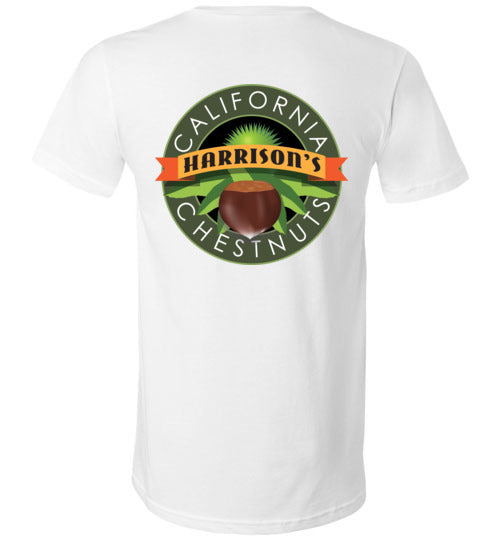 Harrison's California Chestnuts Unisex V-Neck T-Shirt – Back Print Logo